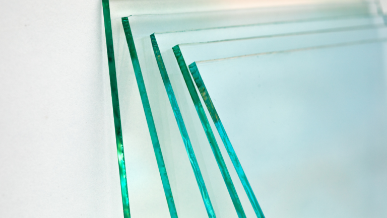 Close-up view of insulated glass panes showcasing their thickness and structure, emphasizing energy-efficient windows.